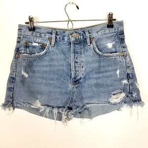 Agolde Blue Distressed Jean Shorts